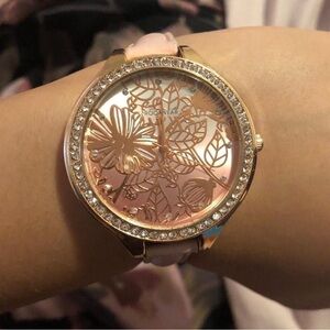 Pink and Rose Gold Shiny Floral Rocawear Watch